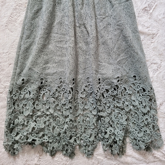 Star Crossed Lovers Seafoam Green High Collar Lace Accent Cap Sleeve Dress Small - Picture 3 of 13